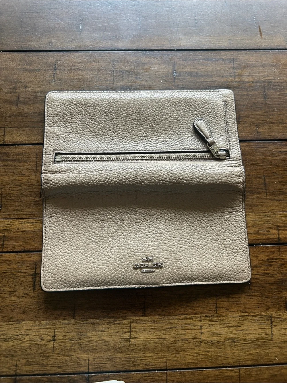Coach Pebbled Leather Wristlet - Beige